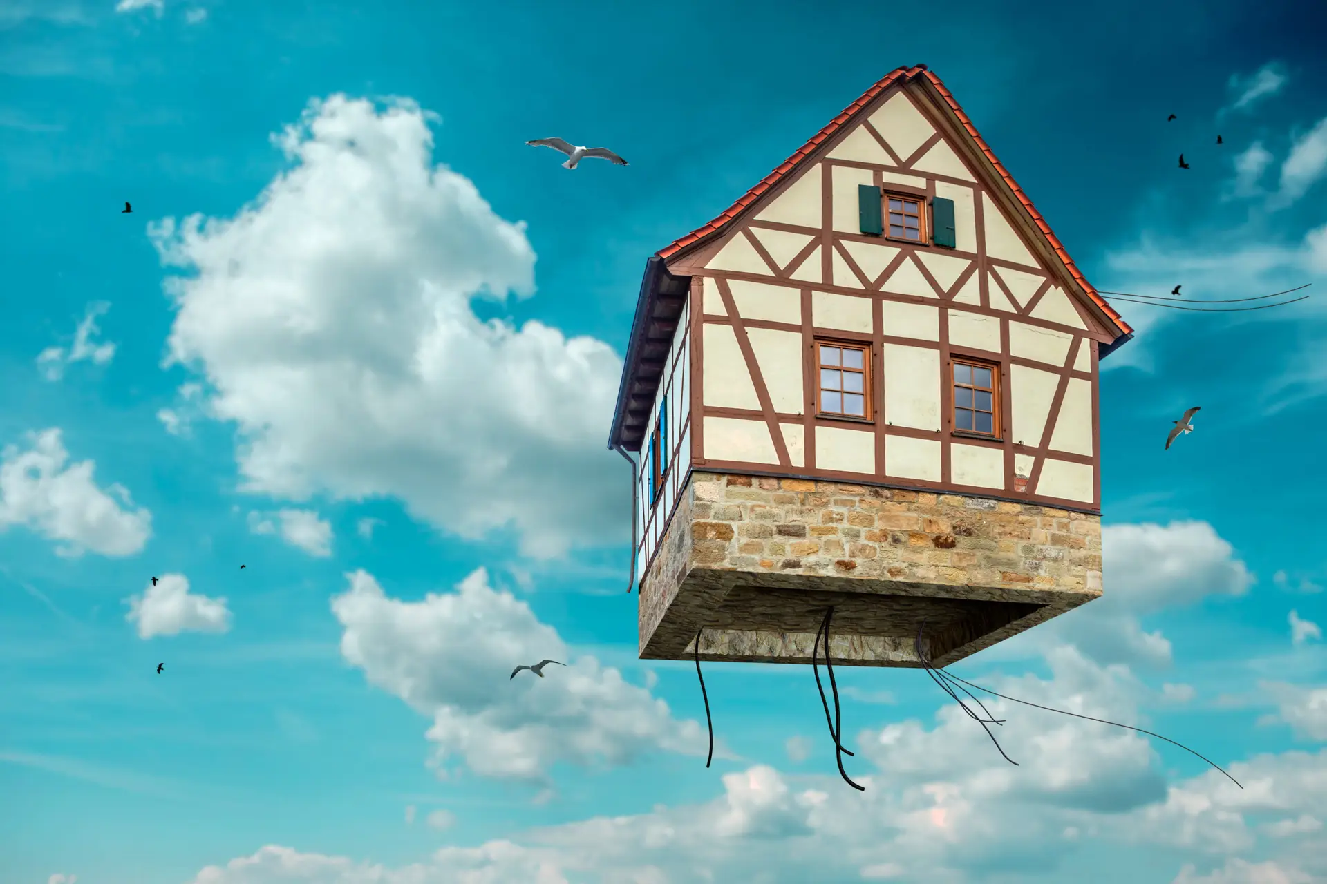 Fantasy flying house in the sky