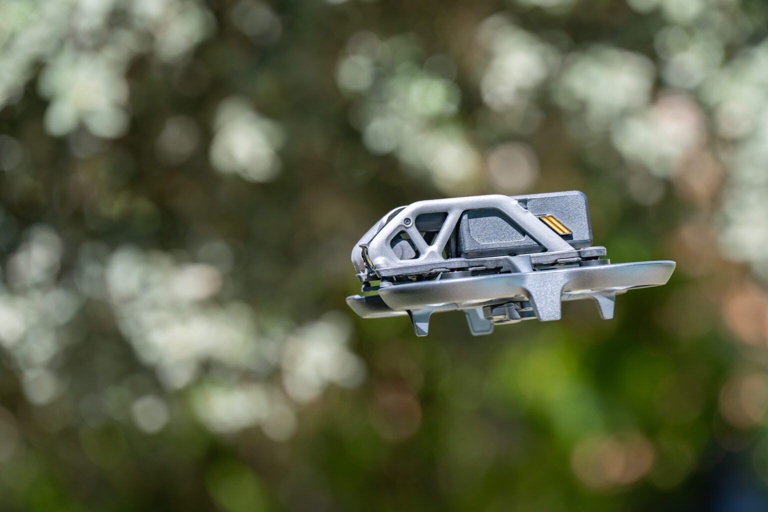right side view of the drone fpv drone. in horizontal horizontal background out of focus.